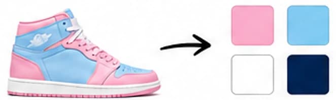 The colors found in the item